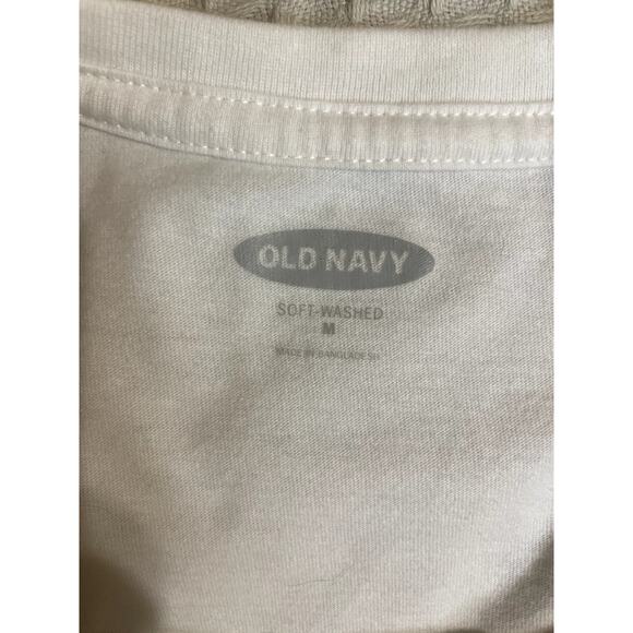 Old Navy Striped Retro Soft Washed White Long Sleeve Crew Neck Men's Tee Medium - Picture 5 of 8